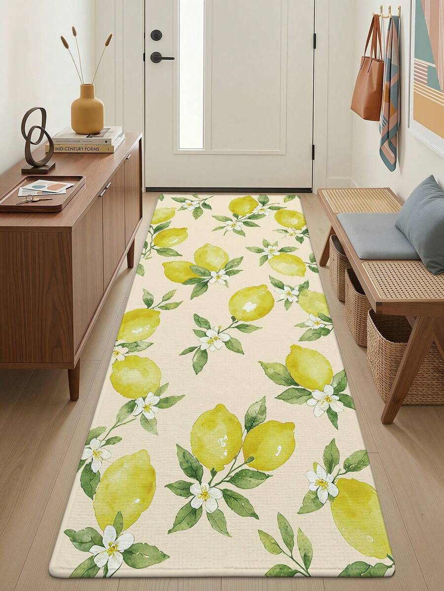 1pc Minimalist Vintage Plaid Pattern Long Kitchen Rug, TPR Backing Non-Slip Area Rug, Suitable For Bathroom, Indoor, Hallway, Bedroom, Living Room, Bedside, Machine Washable Easy To Clean Entryway Mat, Pet Friendly