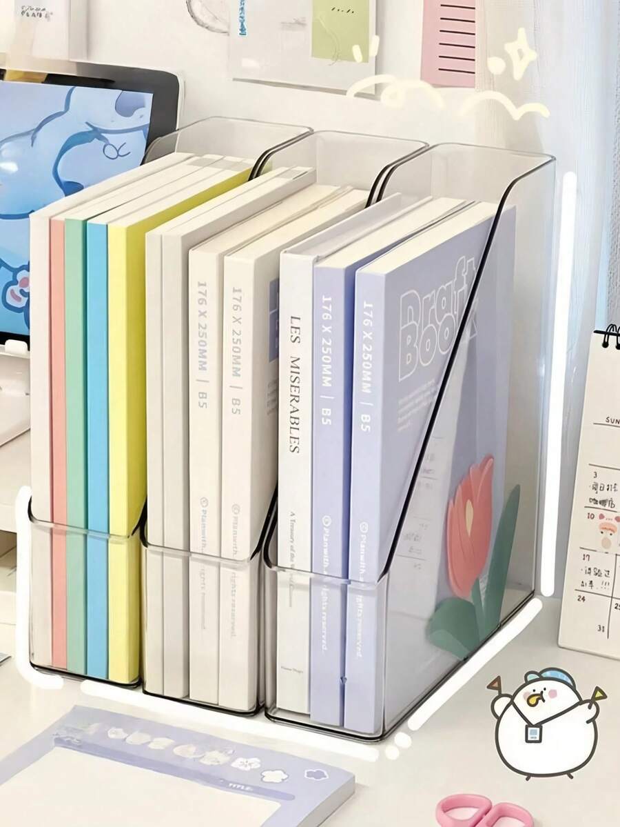 Transparent Magazine Holder - Acrylic Desktop Magazine/Book Organizer; Suitable For Homes, Schools, And Offices For The Upright Storage And Organization Of File Folders.