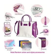 Little Girls Princess Pretend Play Purse Handbag Set, Fashion Role Play Toy Kit With Pretend Makeup, Wallet, Cell Phone, Keys, Fake Credit Cards, Cute Birthday Holiday Gift For Kids - Multicolor - View 10