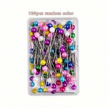 100pcs Random Bright Color Pearl Head Pins, Multi-Color Large Size Pins With Transparent Storage Box, Suitable For DIY Crafts And Sewing Projects, Sewing Accessories - 100pcs - View 11