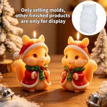 Christmas Red Hat Squirrel Scented Candle Silicone Mold, Reusable, Easy To Demold, Suitable For Handmade Scented Candles, Christmas Holiday Atmosphere Decoration, Handmade Enthusiasts Holiday Creative Handmade Gifts, DIY Creative Gift Making Tools/Home Decor Holiday Soft Furnishing Desktop Display - A - View 6