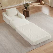 Modern Minimalist Corduroy Lounge Chair - White 1 Seat - View 6