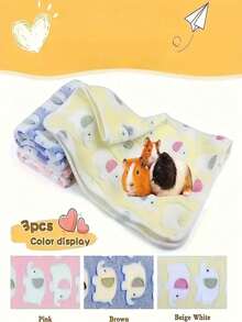 3pcs Ultra Soft Flannel Pet Blanket, Elephant Pattern - Machine Washable, Pet Bed Mat, Pet Sofa Protector Blanket, Hamster Cage Mat, Guinea Pig Mat, Rabbit Hutch Mat, Chinchilla Mat - Multicolor - View 5