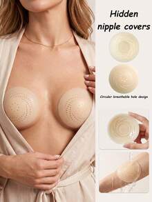 1 Pair Ultra-Thin Reusable Nipple Covers, Breathable Adhesive Bra Pads, Lingerie Accessories, Suitable For Multiple Occasions - Multicolor - View 1