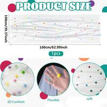 Cute Party Tablecloth With 3D Velvet Pom Poms, Colorful Polka Dot Confetti Tulle Table Runner, Macaron Color Mesh Tulle Rainbow Table Decor, Suitable For Birthday, Wedding, Home, Baptism Party - Multicolor - View 7