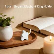 Kotak Penyimpanan Cincin Gajah, Dicetak 3D dari Bahan PETG, Organizer Anting, Stand Pajangan Cincin Pernikahan, Patung Mini, Dekorasi Meja/Ruang Ruangan. - Putih - View 7