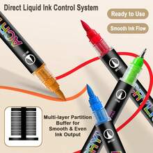 60/48/24/12 Cores Marcadores de Tinta Acrílica, Marcadores Coloridos com Ponta de Pincel Macio, Ponta Única/Dupla Opcional de 1-5mm, Adequado para Pintura e Criação de Arte DIY, À Prova d'Água e Lavável, Pode Ser Usado em Tecido, Vidro, Cerâmica, Plástico e Outras Superfícies, Ideal para Escritório, Escola e Grupos de Estudantes para Pintura, Esboço e Criação de Belas Obras de Arte, Também Suprimentos de Aprendizagem. - Multicolorido - Visão 9