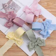 4cm Matcha Green Pleated Ribbon, High-End Ins Style Elastic Ruffle Edge Gift Packaging Ribbon, Birthday Party Packaging Ribbon, Hair Tie, Cake Packaging, DIY Bow, Wedding Bouquet, Graduation Party Floral Ribbon - Multicolor - View 7