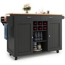 Modern Kitchen Island With Storage Space - Black - View 2