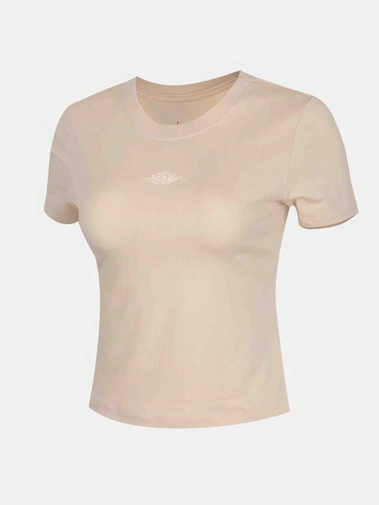 Jordan Women's AS W J FLT SS TMID WINGS Short Sleeve Knit Collarless T-Shirt TIV5348-272 - Khaki - View 1