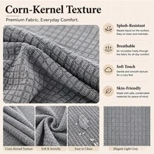 Splash Resistant Corn Grain Textured Sofa Cover, 360 Full Wrap Elastic Anti-Scratch Pet Friendly Couch Slipcover, Machine Washable Universal Sofa Protector For 1/2/3/4 Seater Sofa - Light Grey - View 5