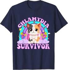 Chlamydia Survivor Cat Expression T-Shirt For Womenadult Humorous T-Shirt With Unique Cat Patterns, Cat Lo,Daily Outfit For Women,Perfect Gift For Her - White - View 4