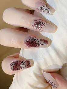 Halloween New Semi-Cured Gel Nail Stickers For Halloween & Christmas, Hardens Under Nail Lamp - Dusty Pink - View 5