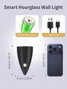 1pc Adhesive Motion Sensor LED Wall Light, Wireless Battery Operated Night Light With Dusk To Dawn Sensor And Night Mode, Minimalist Rechargeable Mini Corner Light, Decorative Wireless Sensor Wall Lamp For Hallway, Bedroom - 彩色 - 查看 6