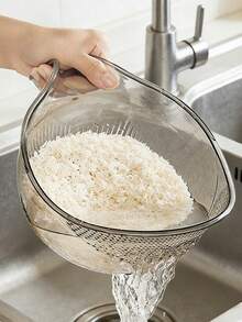 1件多功能把手濾水籃－2合1，可用作蔬菜清洗盆、米飯濾水器、篩子和水果盤，適用於廚房水槽，亦可用於洗米、沙拉準備和義大利麵瀝水（實際產品可能與圖片有所不同，實際產品尺寸較小） - 查看 9