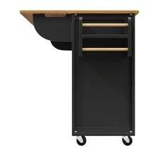 Kitchen Island With Shelves - Black/White - 黑色 - 查看 11