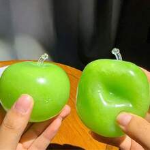 New Extra Large Pink Peach Slow Rebound Squeeze Toy, Stress Relief Realistic Ice Green Apple Squishy Toy, Suitable For Adults, Soft TPR Material Provides Gentle Sensory Experience, Helps Reduce Tension On Student Desks - Multicolor - View 12