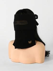 1件裝女款黑色金潑墨愛心尼卡布，純色遮眼全臉面紗，穆斯林傳統面罩 - 黑色遮眼款-灑金愛心 - 查看 6