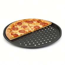 Set de 2 Bandejas de Hornear Pizza de Acero Perforada Tamaño 29 cm y 33 5 cm Juego de Bandejas Perforadas para Pizza Antiadherentes Resistentes al Calor Ideales para Horno Casero Restaurante Pizzeria Cocinar Hornear Pizza Pan Galletas y Otros Productos de Reposteria - Juego de 2 /33,5cm+29cm+Guante - Ver 7
