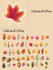 50pcs Autumn-Themed PET Decorative Stickers For Tablets – Self-Adhesive, Suitable For Mobile Phone Cases, Guitars, Manuals, Party Decorations And More. Perfect For Personalised Party Gifts. - View 3