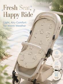 Cute Cartoon Alpaca Animal Seat Cushion, Baby Stroller Seat Pad, Newborn Baby Mat, Stroller Accessories, 5-Point Safety Harness Backrest Cushion, All-Season Use - Multicolor - View 4