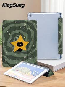 Kingsung 黑貓星星圖案平板保護殼，相容 iPad 9.7/10.2/10.5/10.9/12.9/Pro 11、第 10 代，相容 Galaxy Tab S6 Lite 10.4 吋，相容 Kindle Paperwhite 第 12 代 2024、Kindle (第 11 代) 2022 版，柔軟防摔，智慧支架/自動喚醒/休眠 - 彩色 - 查看 4