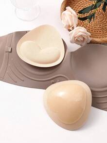 Women Thick Padded Push-Up Sticky Adhesive Sponge Bra Inserts, Suitable For Multiple Occasions 2 Pairs Self-Adhesive Silicone Bra Inserts, Thin Upper Layer & Extra Thick Invisible Bikini Bust Enhancer Pads - Heart-shaped Breast Pads - View 2