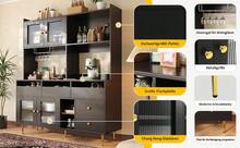 Dining Room Buffet Black And Gold With Glass Doors - Multi-Functional Storage Space - Black - View 4