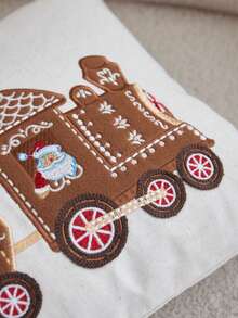 LCUHPCL 1 buah Sarung Bantal Bordir Kereta Kecil Manusia Kue Jahe 3D Bergaya Natal, Dekorasi Rumah untuk Ruang Tamu, Sofa, Kamar Tidur, Mobil, dan Lingkungan Lainnya - MultiWarna - View 4