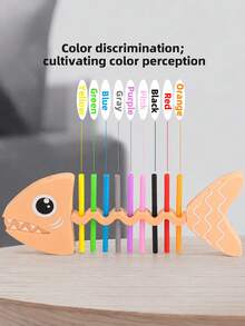 Early Childhood Education Color Recognition - Fishbone Tabletop Game Teaching Aid For Developing Fine Motor Skills, Gift For Boys And Girls - Multicolor - View 8