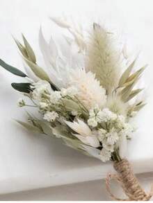 1/2/4/6/12pcs Artificial Mini Flower Bouquets, Suitable For Home Table Centerpiece Decoration, Party Cake Decoration, Groom And Groomsmen Artificial Boutonniere, Bohemian Style Men's Vintage Wedding Party Ball Decoration, Gift For Bridal Shower - White-green 1 - View 3