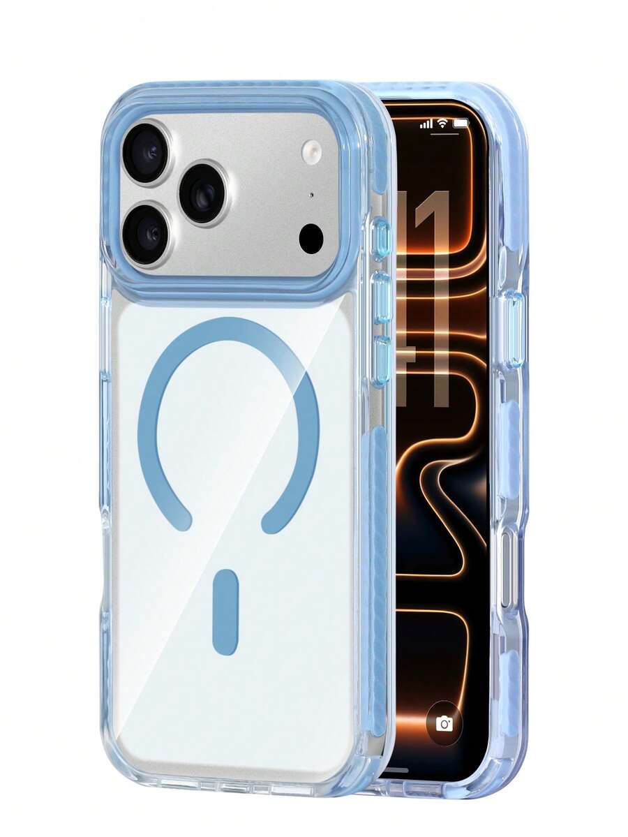 Koolife 1pc High Transparency 2.0mm PC Back Plate With Magnetic Wireless Charging, Detachable Lanyard Hole Stand, Side Color Lining, One-Piece Molded Epoxy Lens Frame, Full Coverage Phone Protective Case Compatible With IPhone 18 Pro/18 Pro Max/17 Pro Max/17/17 Pro/17 Air/16/16 Pro/16 Plus/16 Pro Max/11/11 Pro/11 Pro Max/12/12 Pro/12 Pro Max/13/13 Pro/13 Plus/14/14 Pro/14 Plus/14 Pro Max/15/15 Pro/15 Plus/15 Pro Max