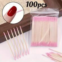Double-Ended Makeup Remover Swabs / 100pcs100 Double-Ended Nail Polish Remover Sticks, Small Double-Ended Eyebrow Makeup Remover Tools, Approximately 100 Sticks Per Pack-Nail Supplies,Travel Essential,Household Items,Pink,Q Tip,Cotton Swabs - B-Pink - View 11