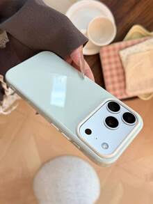 Funda de teléfono minimalista de moda con bloques de color verde menta de gelatina compatible con iPhone 17 Pro Max/17 Pro/17/16 Pro Max/16/16 Pro/15/15 Pro Max/15 Pro/13/14 Pro Max/13 Pro/13 Pro Max/14 Pro, cubierta protectora suave - Verde menta - Ver 3