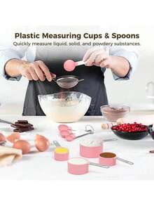 8-Piece Measuring Cup And Spoon Set, Stackable Cups And Spoons, Nested Measuring Cups With Stainless Steel Handles, Cooking And Baking Kitchen Gadgets - Multicolor - View 10
