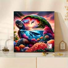 1PC DIY 5D Diamond Painting Kit Turtle Pattern - Round Full Diamond Art Mosaic Craft, Home Wall Decor, Frameless - No Frame - View 3