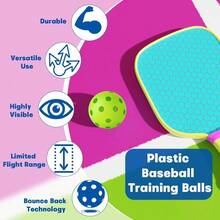 Durable Plastic Pickleball | High Elasticity Sports Ball, Random Color, 42mm Plastic Training Softball, Suitable For Hitting, Lightweight Hollow Ball, Indoor And Outdoor Use, Suitable For Games And Training, PE Material - Multicolor - View 5
