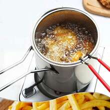 Stainless Steel Deep Fryer Set With Strainer Basket (Food Tongs Sold Separately), Available In 1200ml And 1800ml Capacities, Easy To Clean, Multi-Purpose Kitchen Tool For Frying And Boiling Food, Ideal For Daily Cooking In Apartments And Homes - Multicolor - View 4