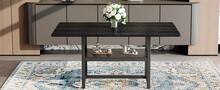 Rectangle Dining Table Industrial Style Walnut Finish, Seats 4-6 People, With Shelf And Black Metal - 黑色 - 查看 9