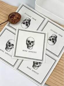 20pcs/50pcs Halloween Theme Napkins, Skull-Centered Design, Exquisite Printing, Perfect Table Decor For Halloween, Day Of The Dead Party, Friends Gathering And Other Holiday Events - Multicolor - View 4