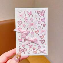 3D Satin Bow Face Gem Stickers, Heart Rhinestone Self Adhesive Eye Body Jewels, Cute Ribbon Bow Face Rhinestone Stickers For Festival Concert Makeup Decor - Multicolor - View 9