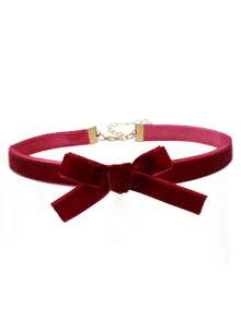1pc Women's Vintage Gothic Velvet Bow Choker Necklace, Fashionable Personalized Collarbone Chain Necklace - Multicolor - View 9