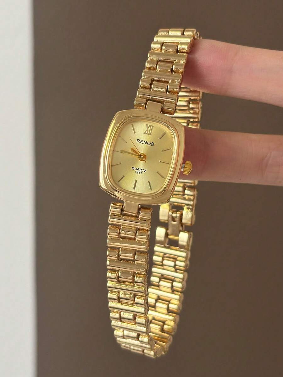 This Gold/Silver Square Bamboo Knot Quartz Watch Is Suitable For Daily Wear And Is Also A Perfect Gift For Birthdays And Christmas. - Gold - View 1