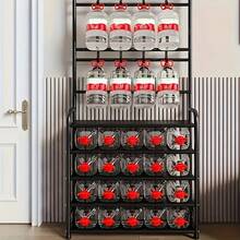 Senmeo 1Pc Multi-Functional 5-Tier Metal Shoe Storage Stand, Built-In 10 Double Coat Hooks Freestanding Organizer, Large Capacity Space Saver For Entryway/Living Room/Bathroom/Hallway - Black - View 10
