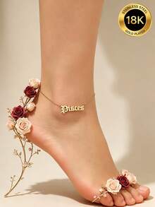 MONALLY 18K Gold Plated Bohemian Vacation Style Minimalist 12 Zodiac Signs Anklet Women's Stainless Steel Unique Design Foot Jewelry Beach Versatile Accessory Gift - Anklet - View 15