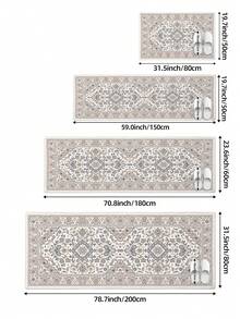 DAJIANG 1pc Bohemian Vintage Style Long Runner Rug Carpet, Luxurious Retro Floral Pattern Long Kitchen Mat Runner Rug Suitable For Bathroom, Kitchen, Outdoor, Indoor, Hallway, Bedroom, Living Room, Machine Washable Kitchen Carpet - Multicolor - View 3