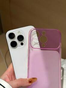 VRNOEI Pink Minimalist Design Matte Transparent Phone Case, Compatible With IPhone 17 Pro Max 14 13 15 16 Pro Max, Shockproof Anti-Drop Transparent Soft Shell, Compatible With Iphone Series Phone Case, Unisex Phone Case Accessory - Sheer Pink - View 1