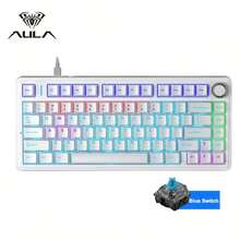 AULA F75 Wired Mechanical Keyboard RGB Backlight Gasket Soft Typing PBT Keycap Compact 80 Keys Gaming Keyboard With Volume Knob - View 12