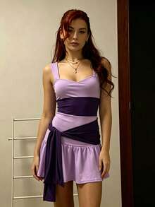 Women Mini Dresses - Purple - View 6