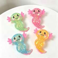 1pc (Random Color) Maltose Color Sequin Salamander Squishy Toy Set, Soft Transparent Silicone Salamander Squeeze Toy, Filled With Glitter, Slow Rebound, Suitable For Children And Adults To Relieve Stress And Anxiety - Multicolor - View 7